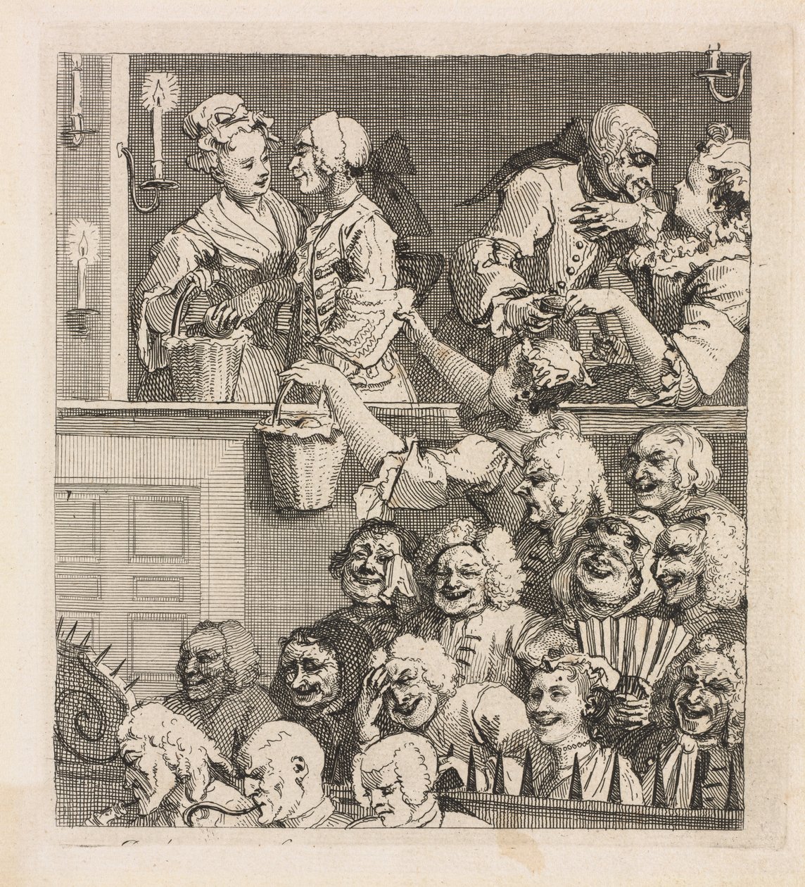 Det leende publikum, 1733. af William Hogarth