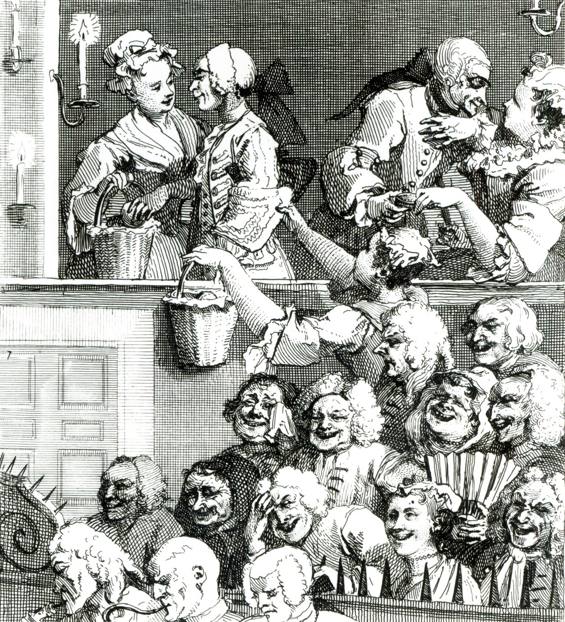 Det leende publikum, 1733 af William Hogarth
