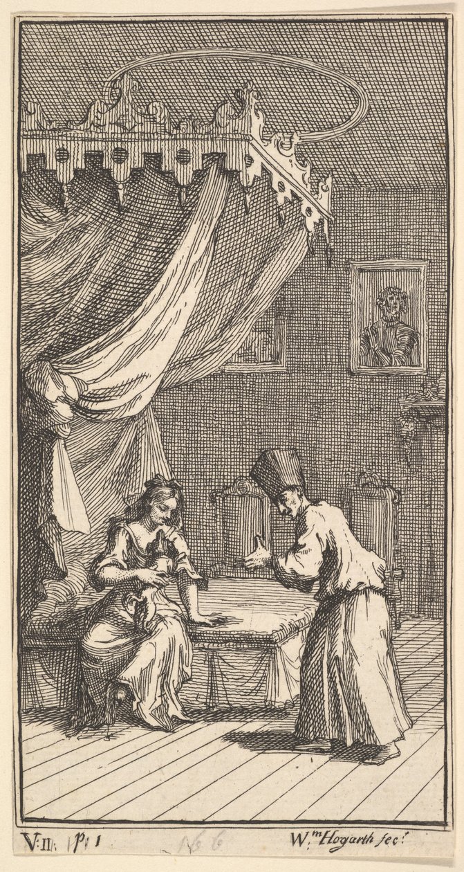 The New Metamorphosis, Plade 5: Fantasio, Transformed into a Lapdog, in the with Donna The..., 1724. af William Hogarth