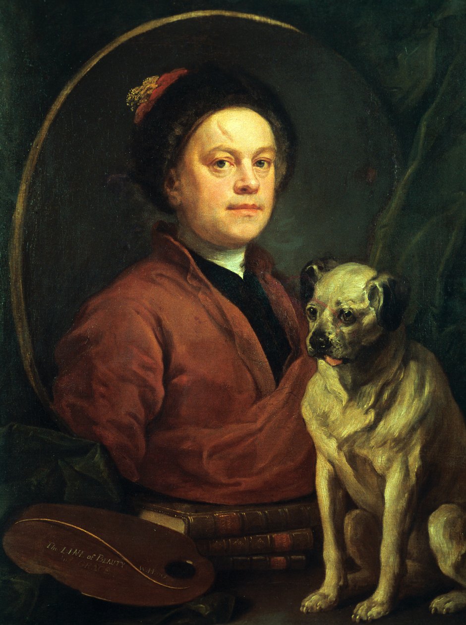 Maleren og hans Mops, 1745 af William Hogarth