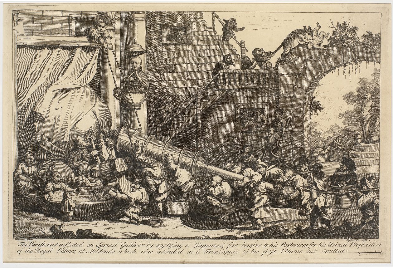 Straffen pålagt Lemuel Gulliver af William Hogarth