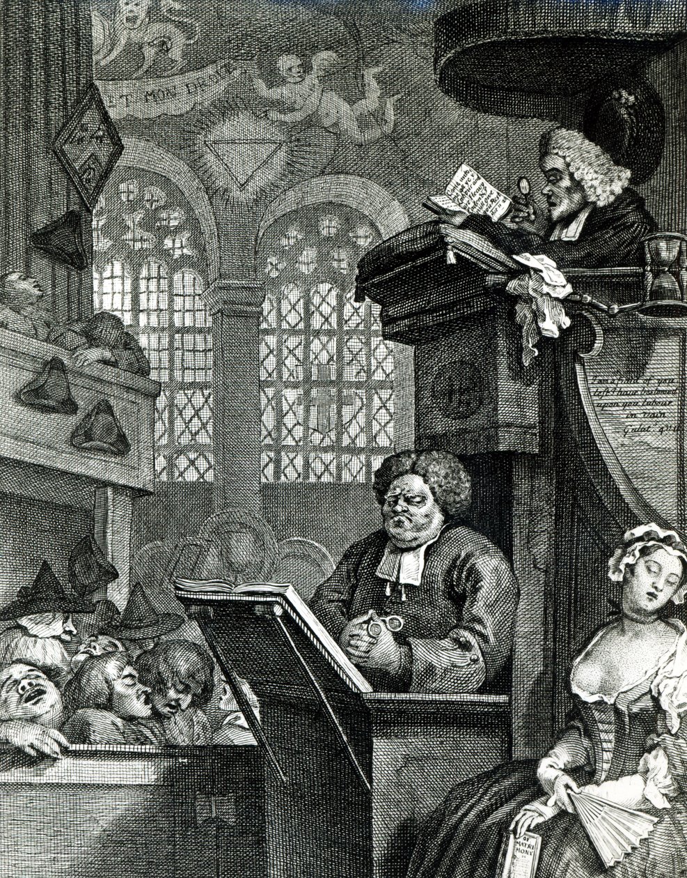 Den sovende menighed, 1736 af William Hogarth