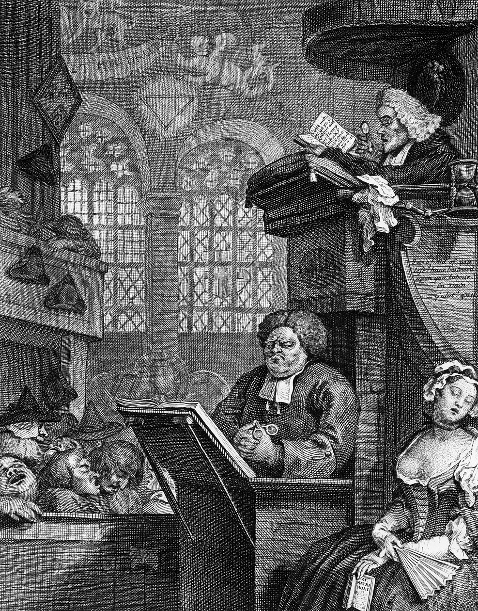 Den sovende menighed, 1736 af William Hogarth