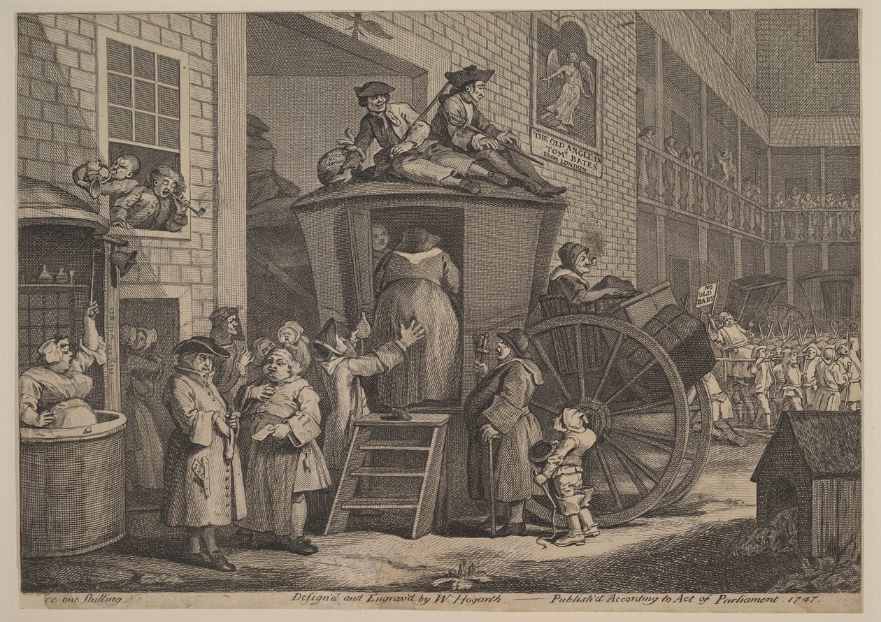 The Stage Coach, eller The Country Inn Yard, 1747. af William Hogarth