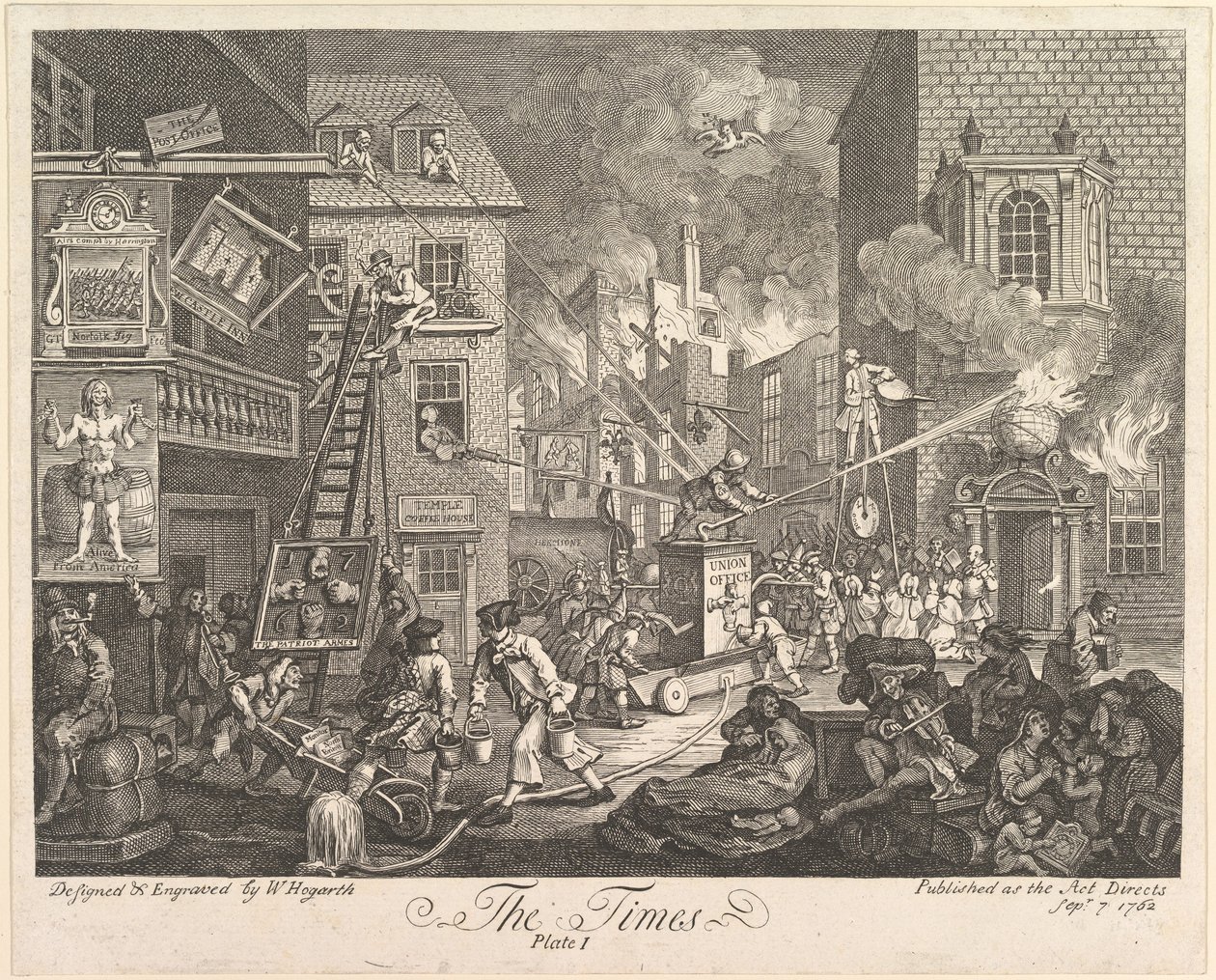 The Times, tavle 1, 7. september 1762. af William Hogarth