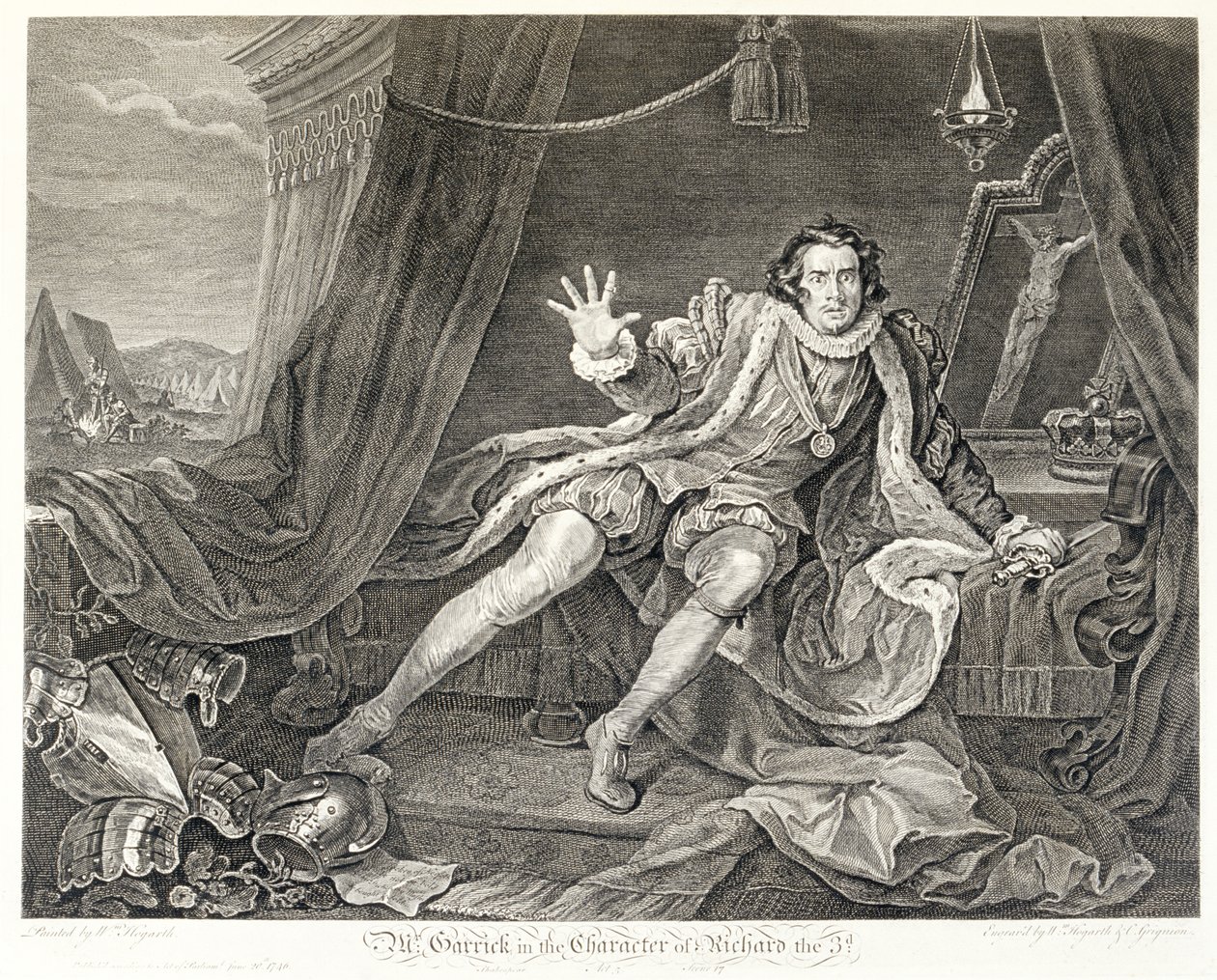 Skuespilleren David Garrick i rollen som Richard III, 1746 af William Hogarth