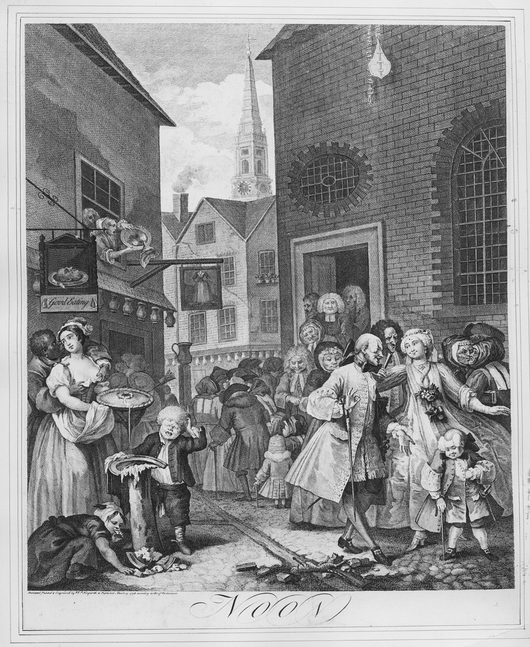 Tider på dagen, middag, 1738 af William Hogarth