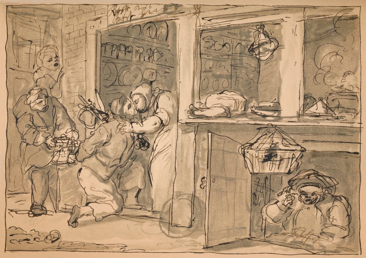 Ubrugt tegning til industri og lediggang, 1747. af William Hogarth