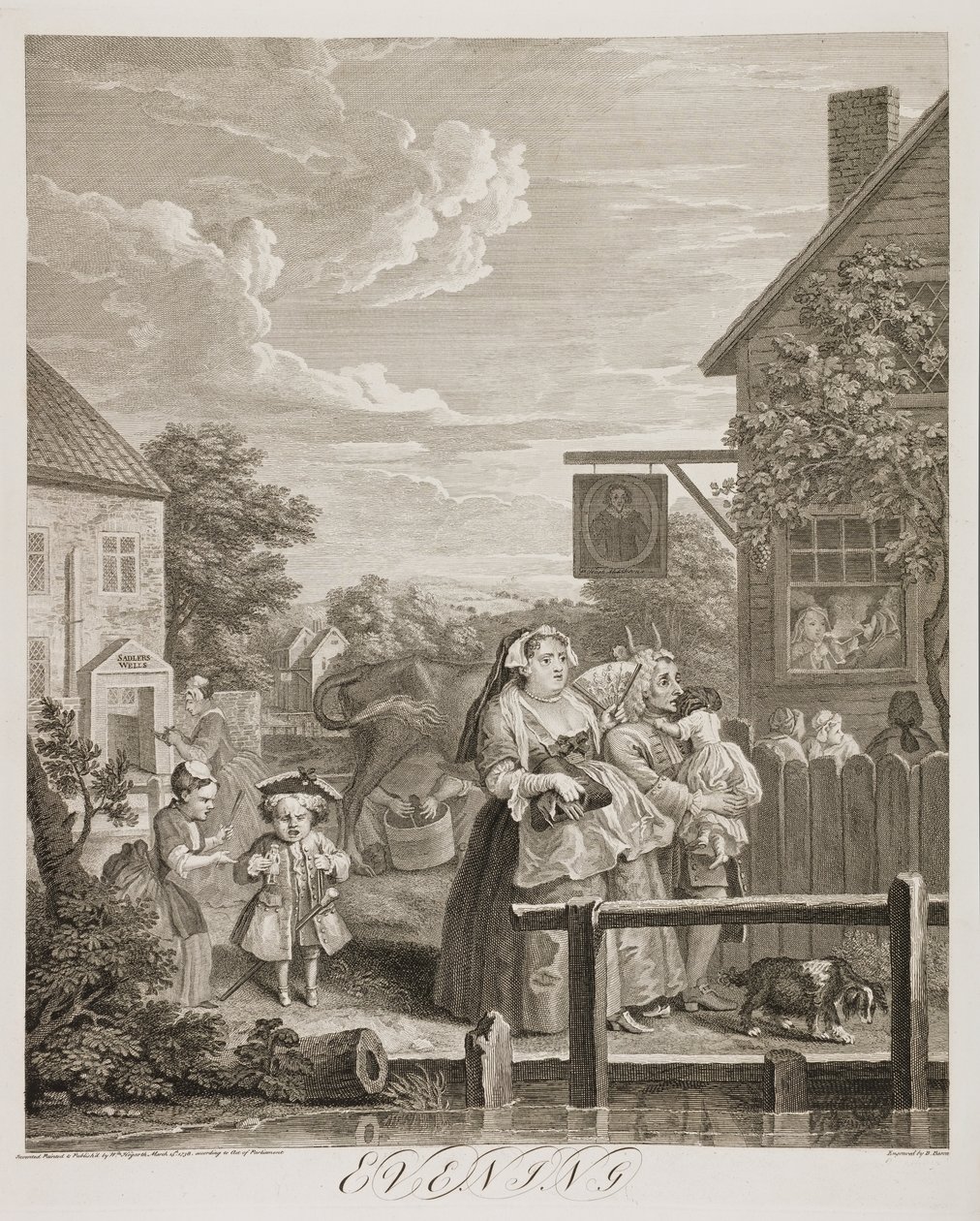 en: Fire tidspunkter på dagen: Aften af William Hogarth