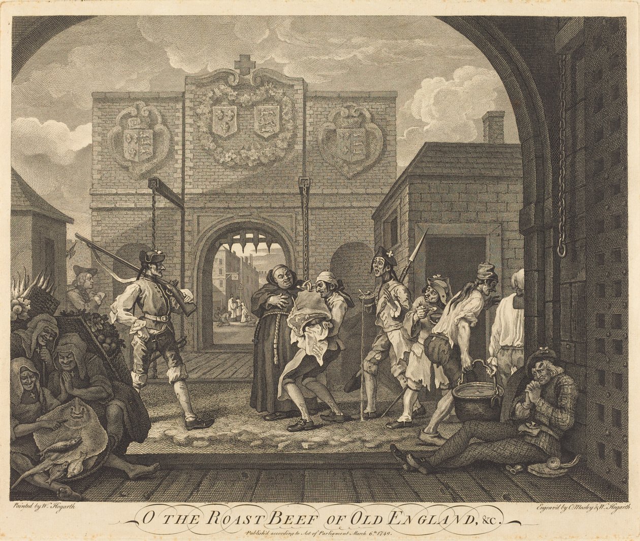 The Gate of Calais, eller The Roast Beef of Old England af William Hogarth and Charles Mosley