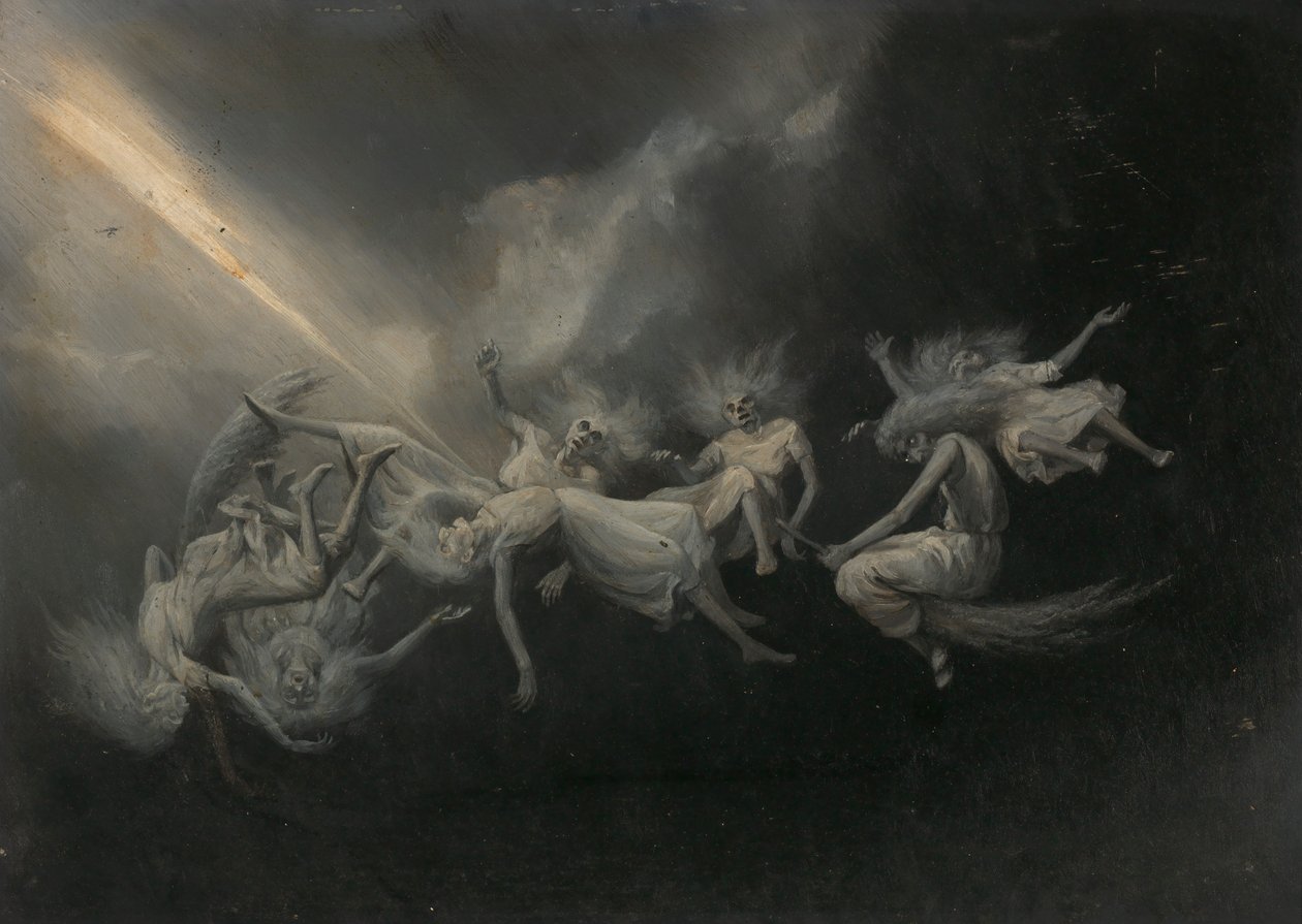 Lynet slog ned i en flok hekse, midten af slutningen af det 19. århundrede. af William Holbrook Beard