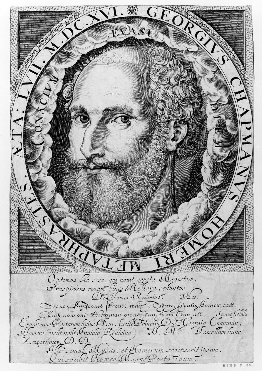 Portræt af George Chapman (ca. 1559-1634) ca. 1609-10 af William Hole