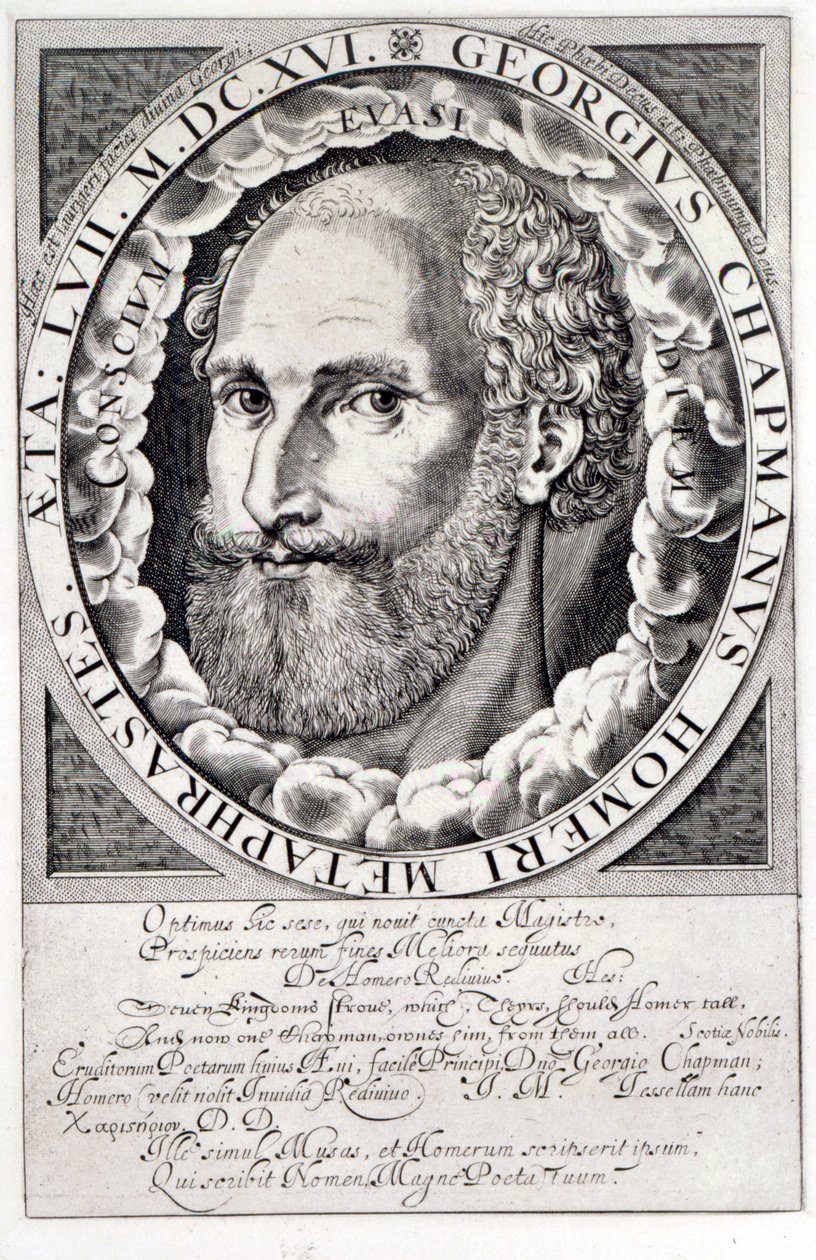 Portræt af George Chapman (ca. 1559-1634) ca. 1609-10 af William Hole