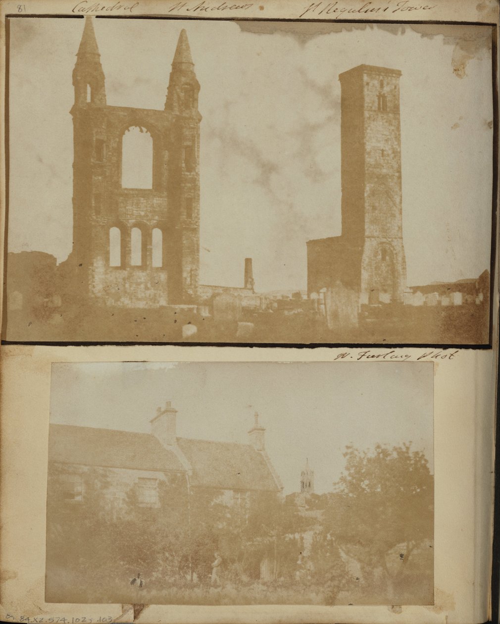 St. Regulus Tower og East Gable of St. Andrews Cathedral fra nordvest. af William Holland Furlong