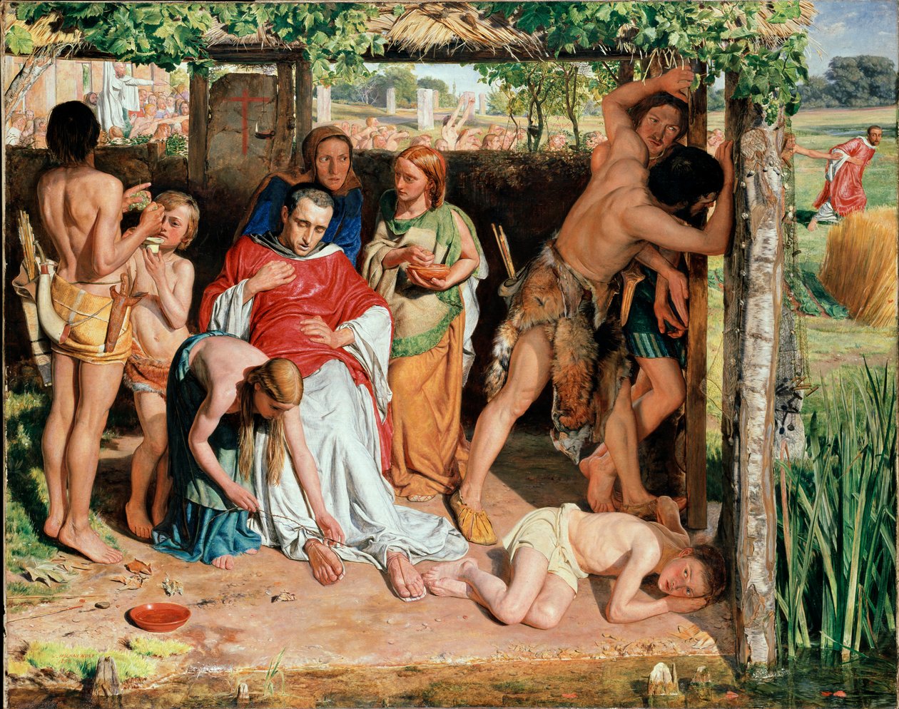 En omvendt britisk familie, der beskyttede en kristen missionær mod forfølgelsen af druiderne, 185 af William Holman Hunt