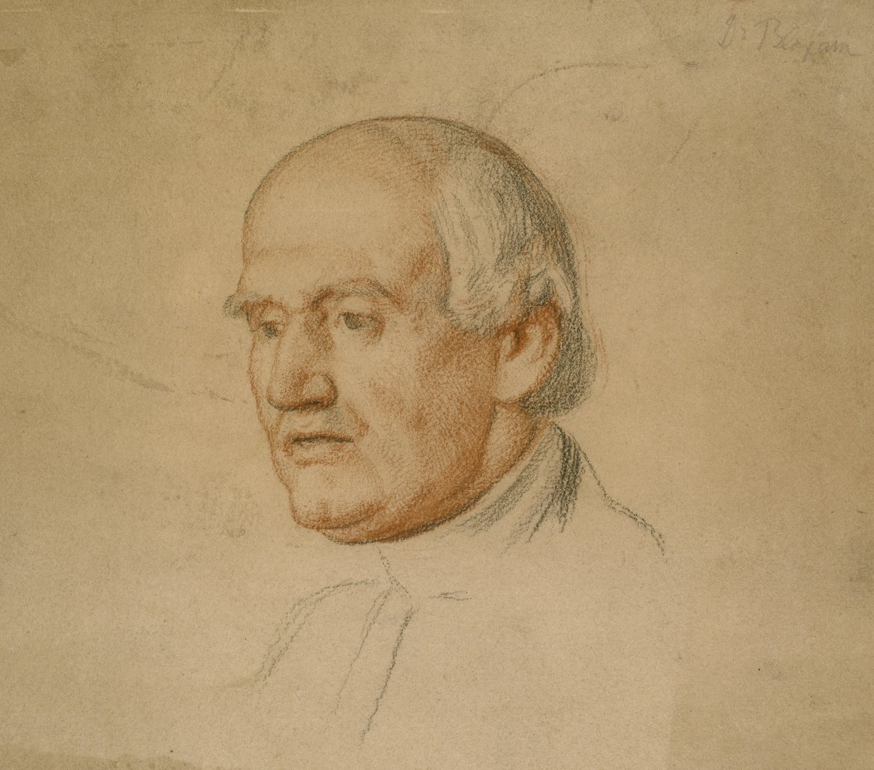 Portræt af Dr. Bloxham (sort og rødt kridt på brunt kort) af William Holman Hunt