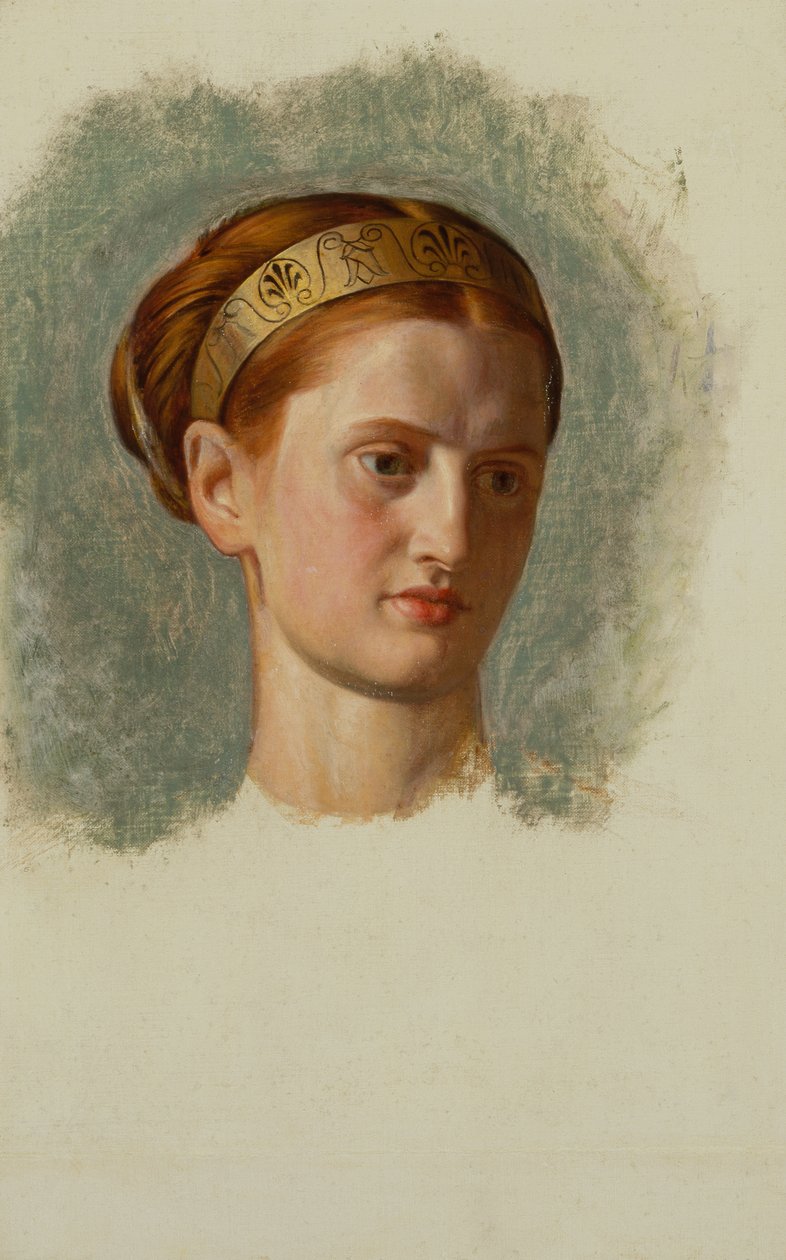 Portræt af Miss Isabella Waugh, arbejdsværelse (olie på lærred) af William Holman Hunt