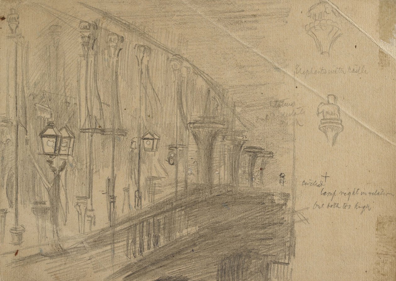 Recto: Studie af London Bridge for 