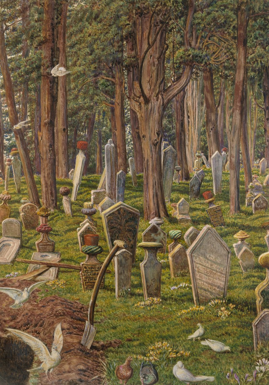 Den sovende by: Kirkegården i Pera, Konstantinopel, 1856 - 1888 (akvarel på papir) af William Holman Hunt
