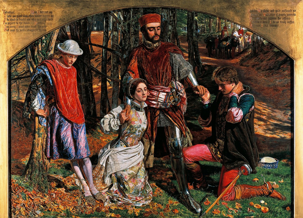 Valentino redder Silvia fra Proteus af William Holman Hunt