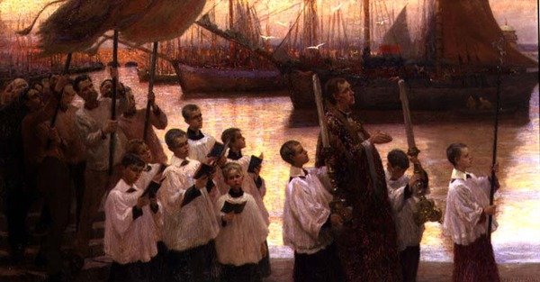 Kirken i Cornwall: En Rogation Day Procession af William Holt Yates Titcomb