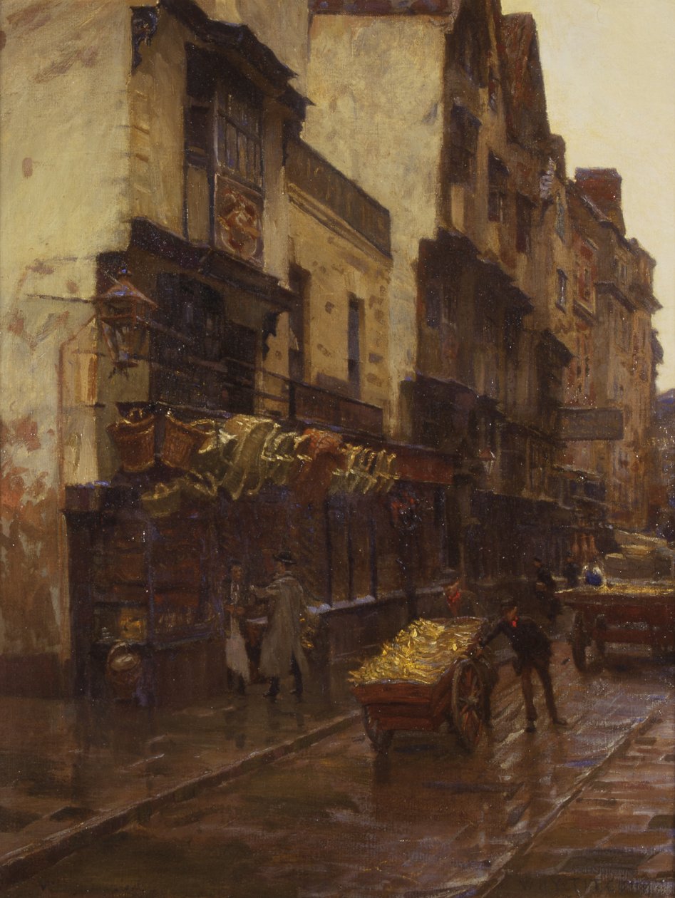 The Cradle of the Wills Tobacco Firm, Mary-le-Port Street, Bristol, ca. 1902 (olie på lærred) af William Holt Yates Titcomb