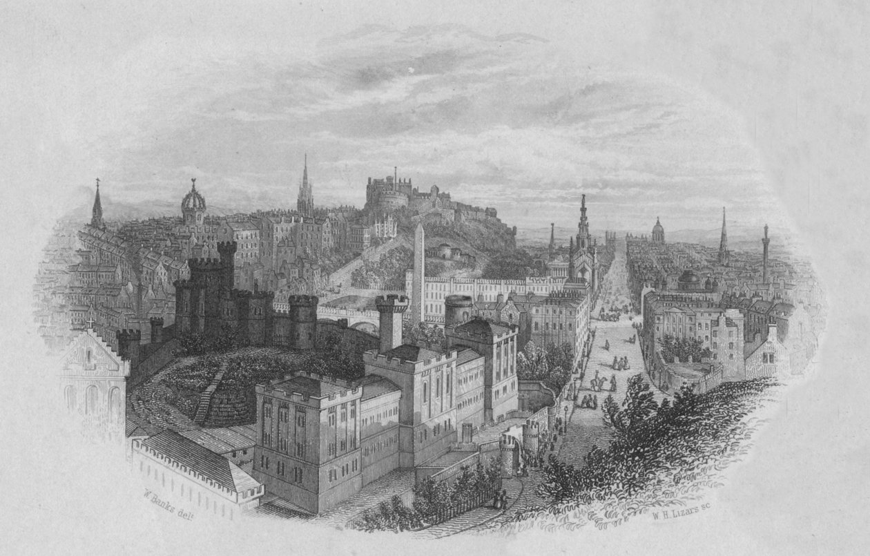 Edinburgh Fra Calton Hill, begyndelsen af midten af det 19. århundrede. af William Home Lizars