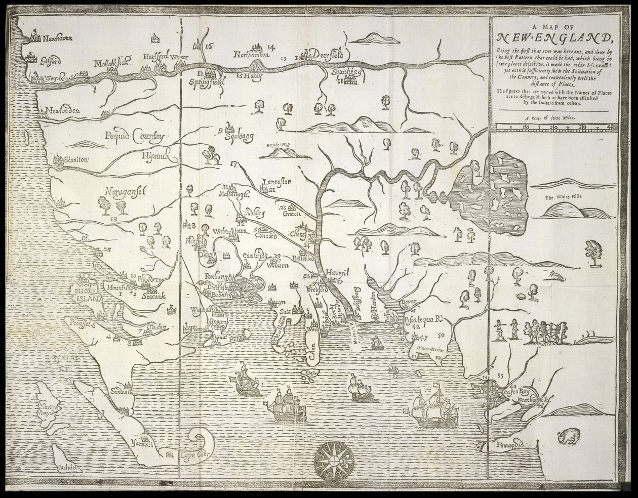Et kort over New-England, fra 