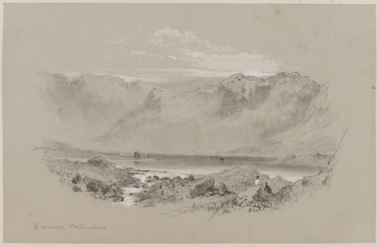 Grasmere, Westmorland (kridt og gouache på papir) af William Hull