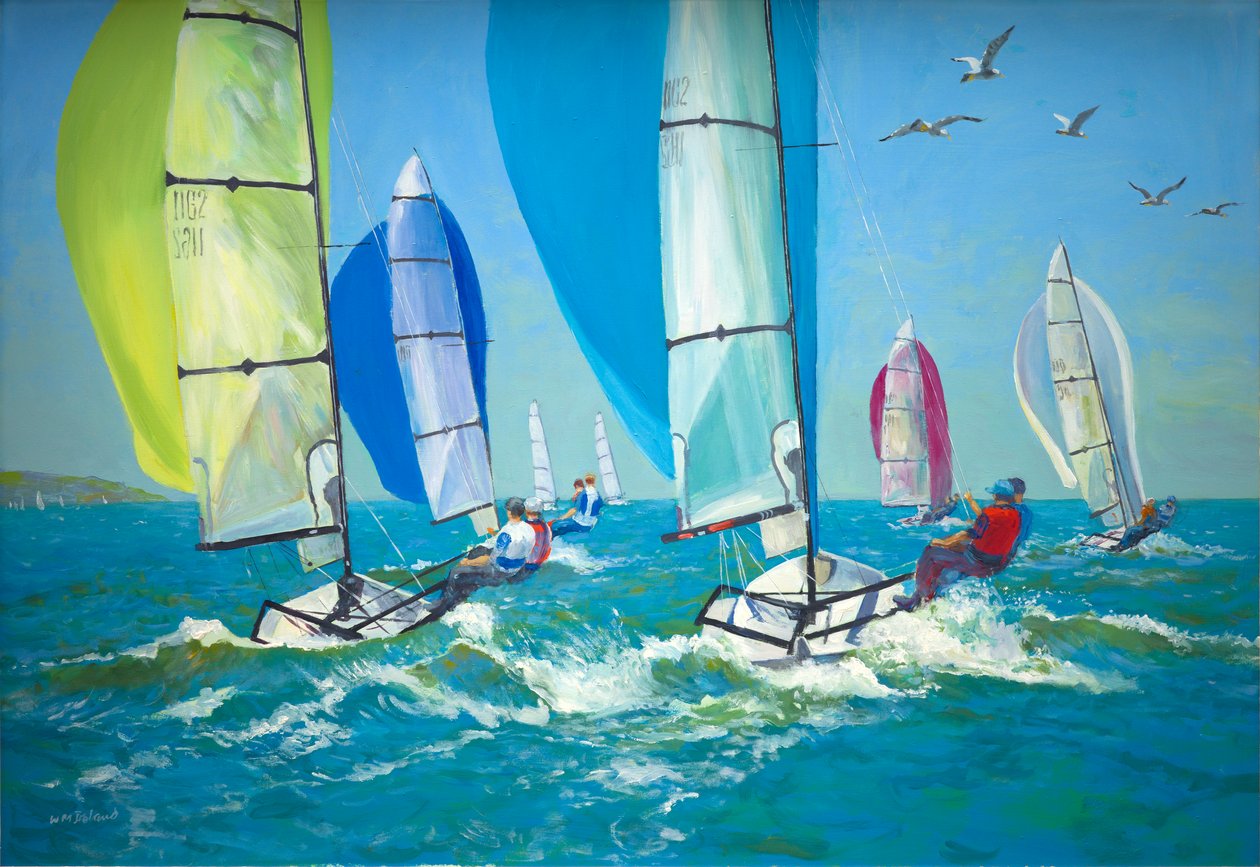 Både med spinnakers ude (olie om bord) af William Ireland