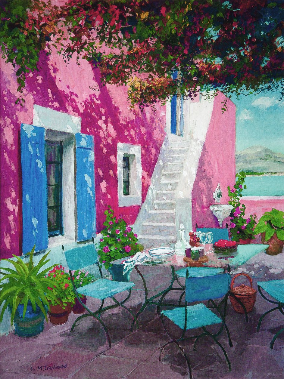 Hot pink terrasse (olie om bord) af William Ireland