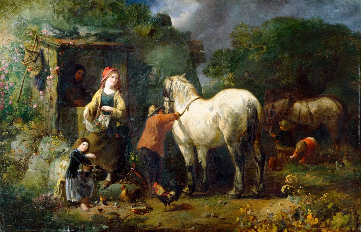 The Old Carthorse (olie på lærred) af William J. Perry