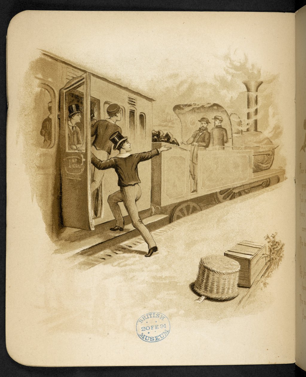 At komme på et damptog.  Ferietoget: en sang af "Dulce Domum" ... Illustreret af W. J. Webb.  Frederik Langbridge  London, 1891 af William J. Webbe or Webb