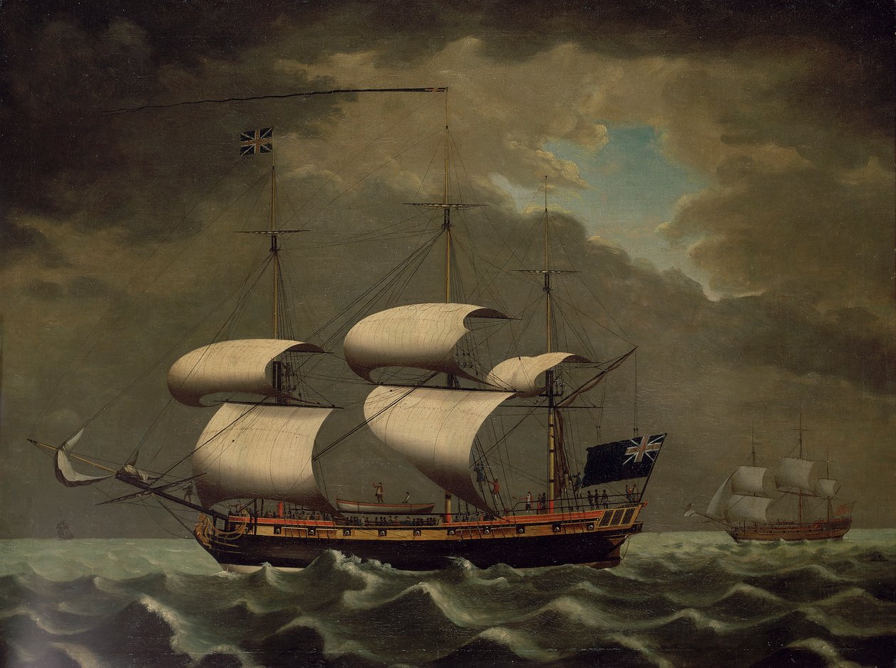 Slaveskib, ca. 1780 (olie på lærred) af William Jackson