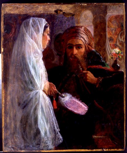 Hookah Smoker (olie på lærred lagt ned om bord) af William James (circle of) Muller