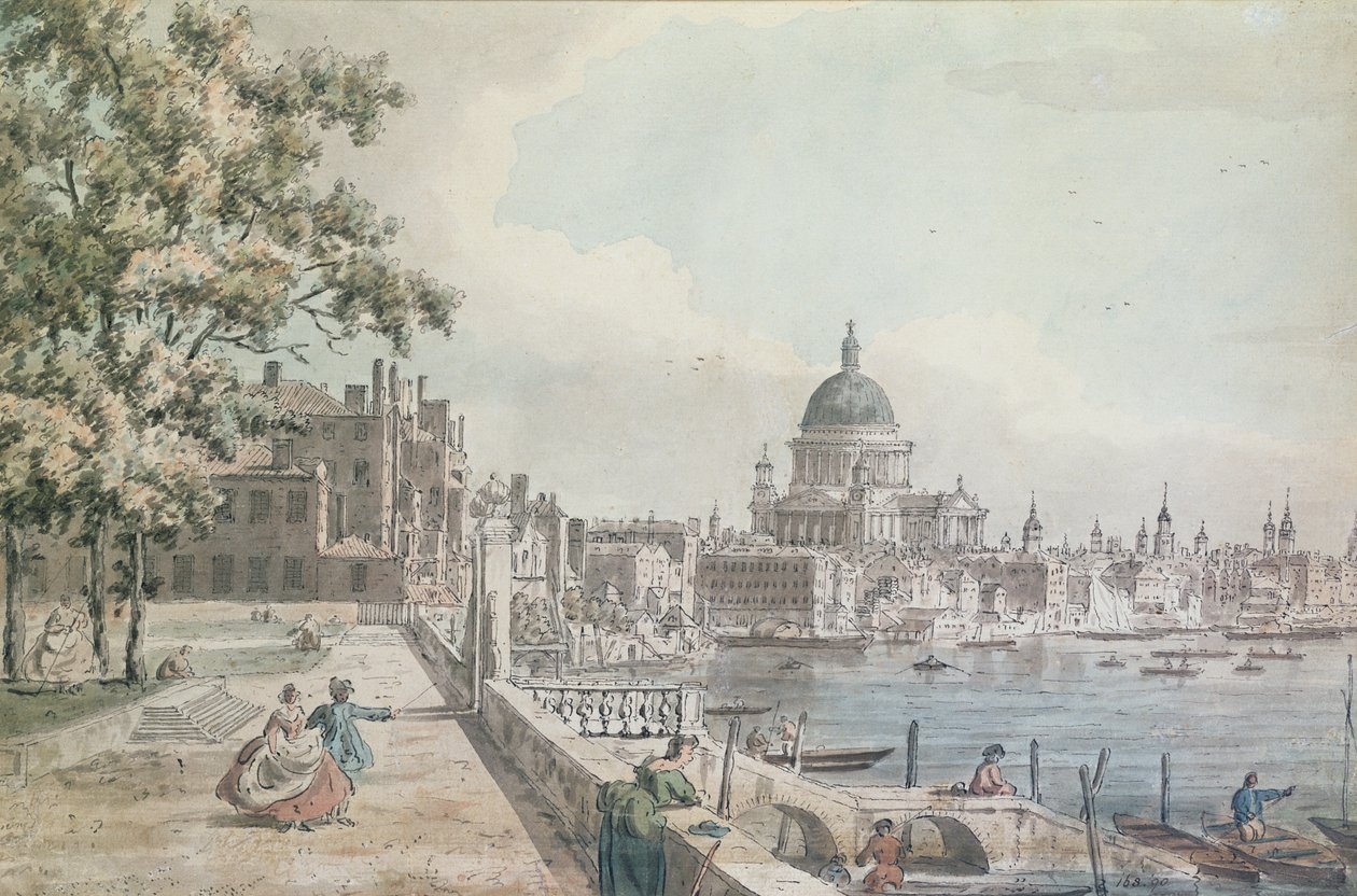 En kopi af en del af en tegning af Canaletto, af St. Paul