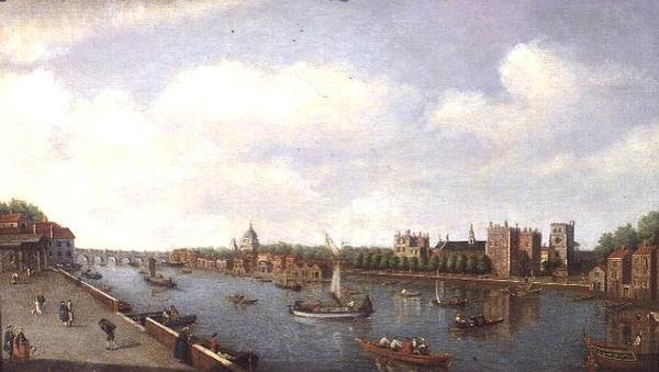 Udsigt over Themsen ved Lambeth Palace, ca. 1770 af William James