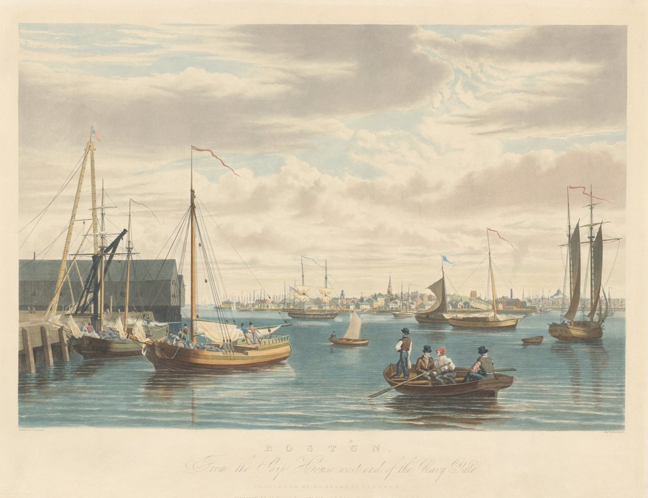 Boston: Fra Ship House ved flådeværftens vestlige ende af William James Bennett
