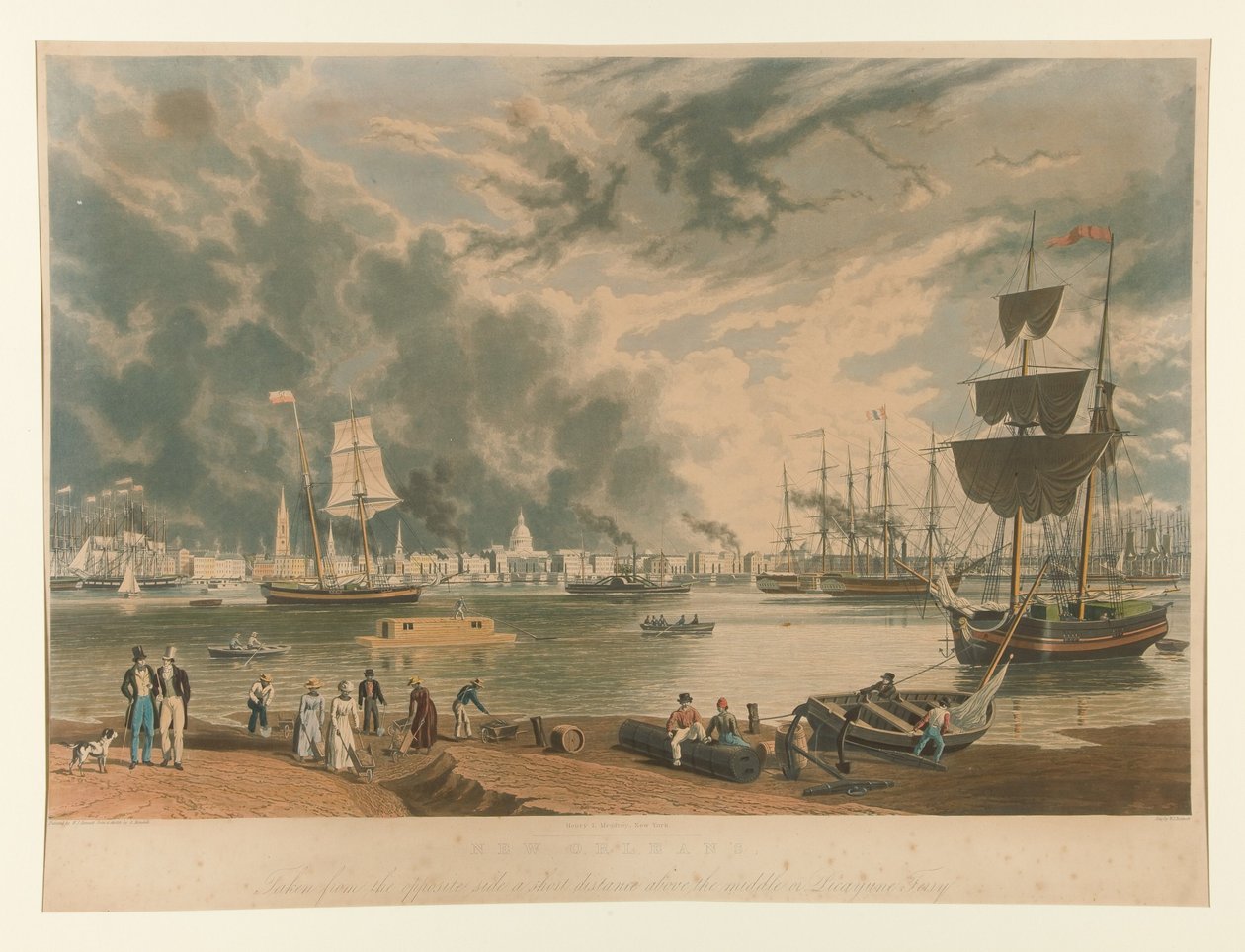 New Orleans, set fra den modsatte side i kort afstand over midten eller Picayune-færgen af William James Bennett