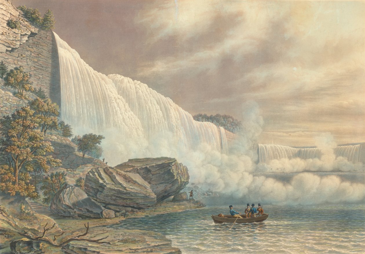 Niagara Falls fra den amerikanske side, udgivet 1840. af William James Bennett