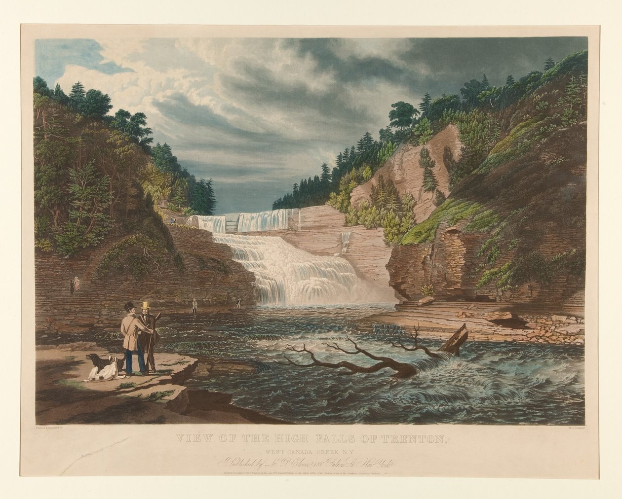 Udsigt over de høje vandfald ved Trenton, West Canada Creek, New York af William James Bennett