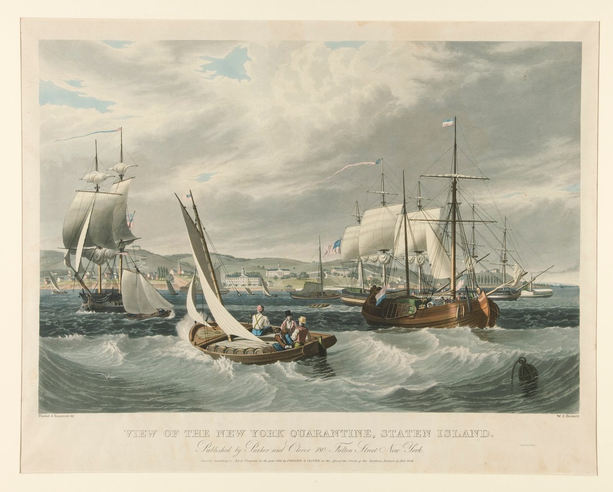 Udsigt over New York Quarantine, Staten Island. af William James Bennett