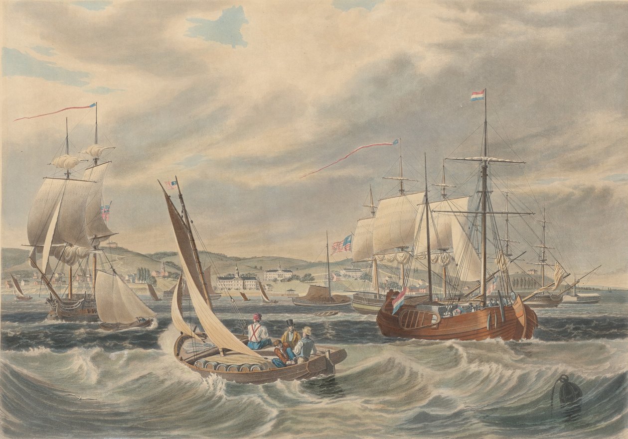 View of the New York Quarantine, Staten Island, udgivet 1833. af William James Bennett