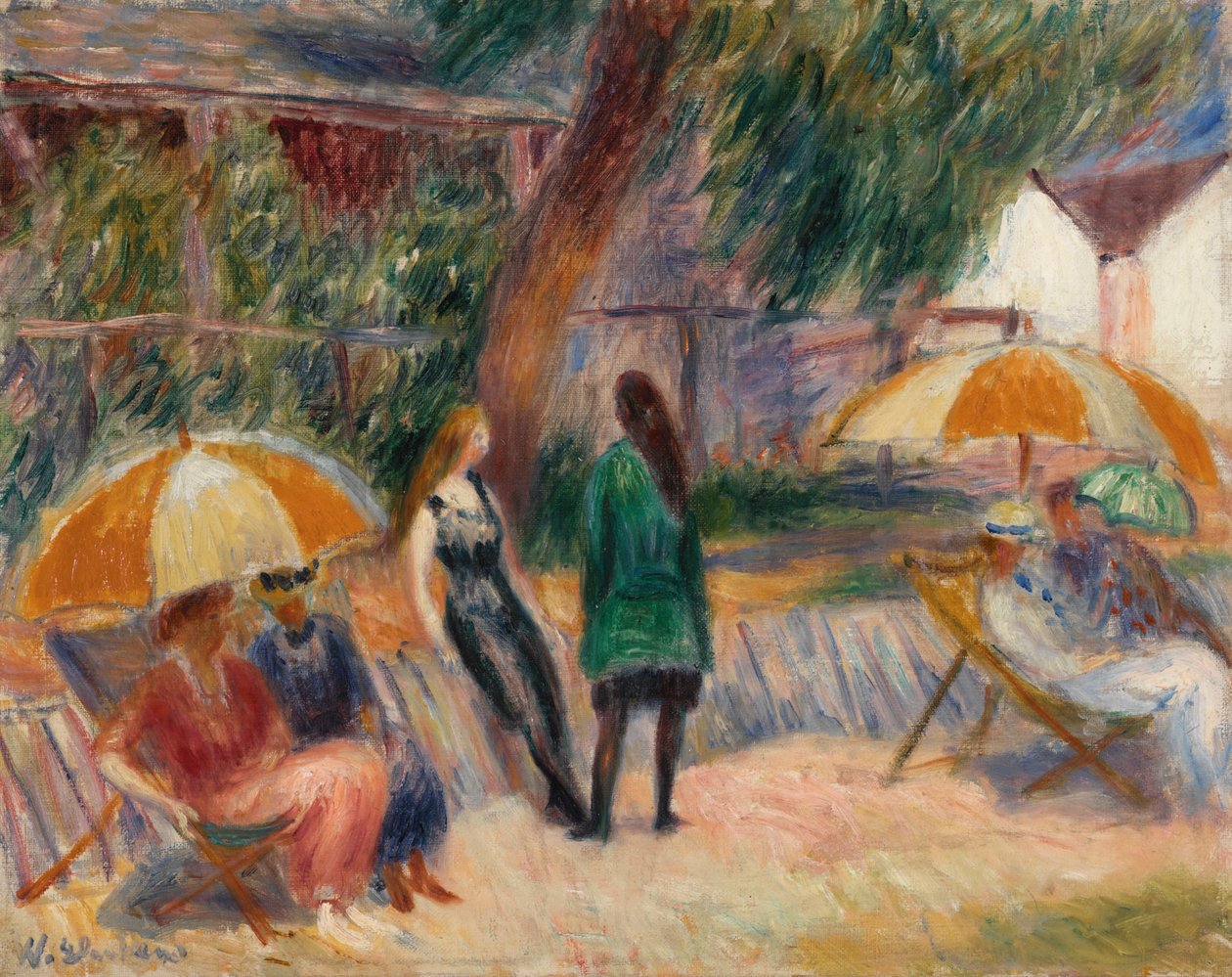 Strand med figurer, Bellport af William James Glackens