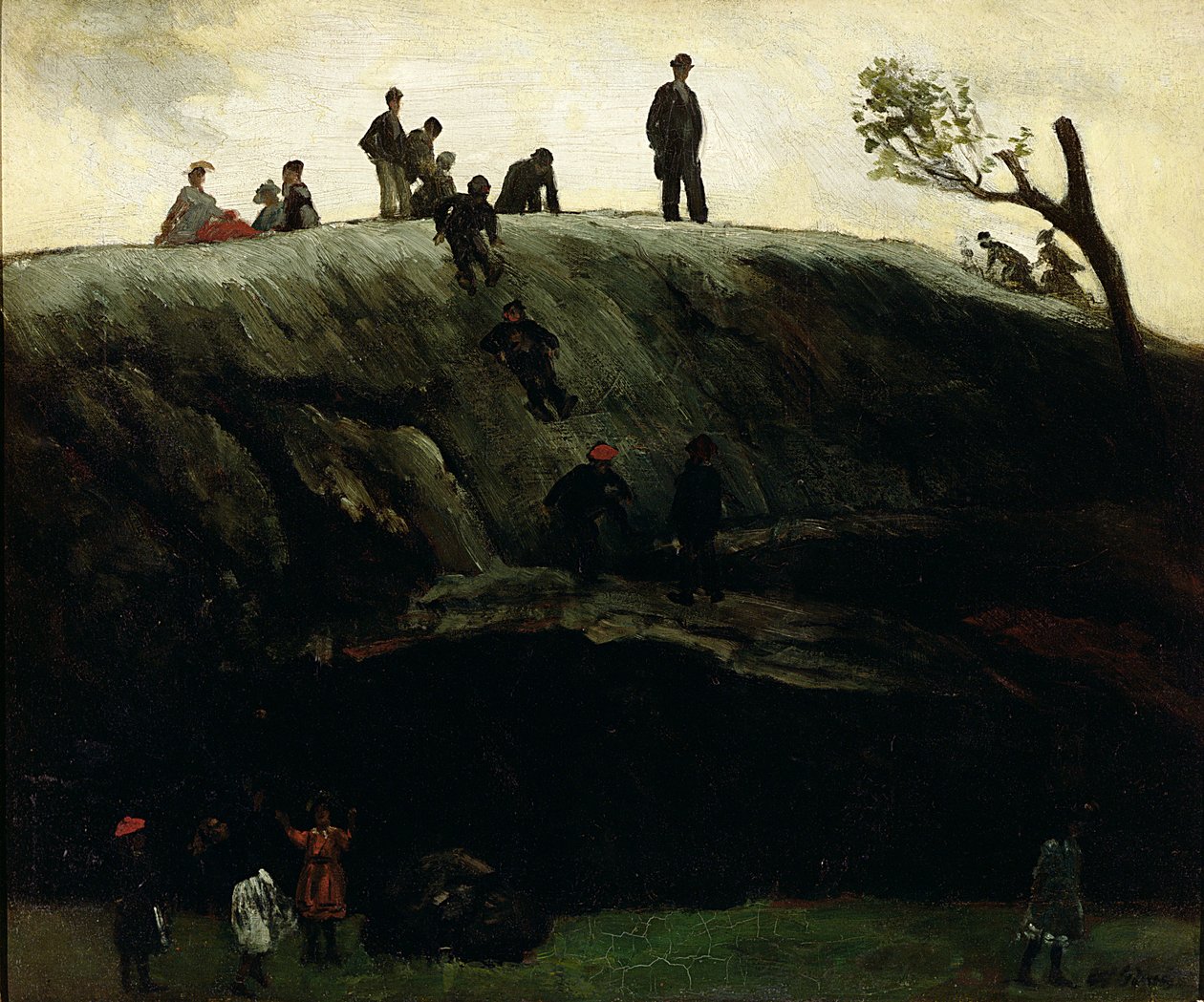Boys Sliding, ca. 1897 (olie på lærred) af William James Glackens