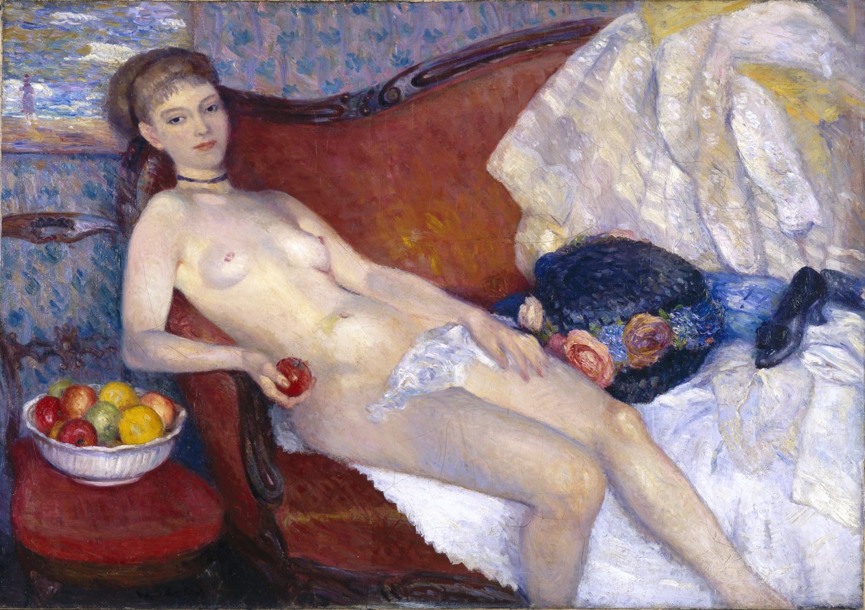 Pige med æble af William James Glackens