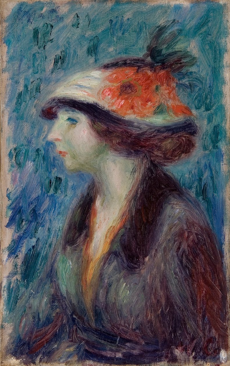 Pige med blomstret hat af William James Glackens