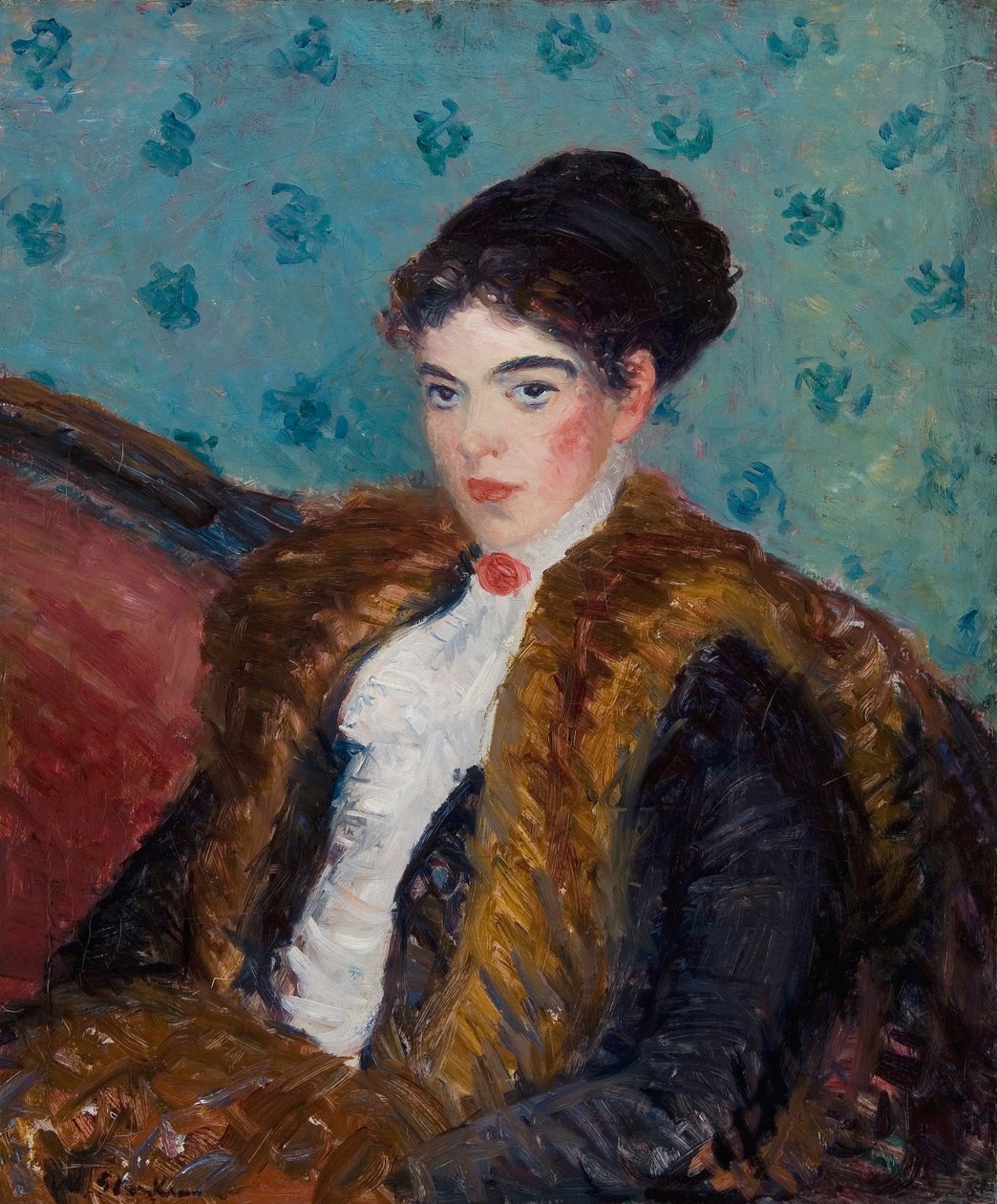 Pige med rævepels af William James Glackens