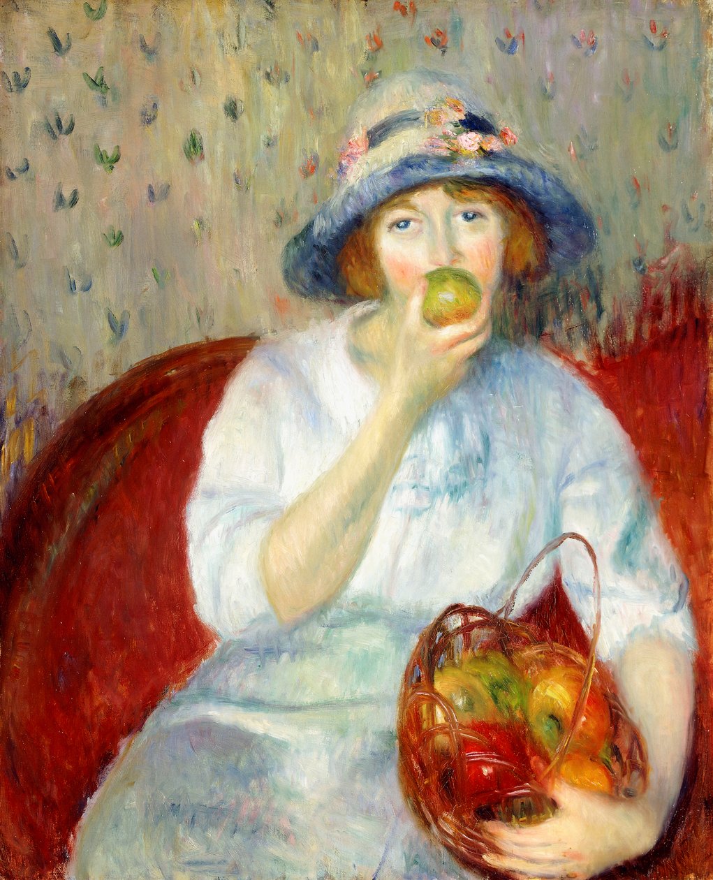Pige med grønt æble af William James Glackens