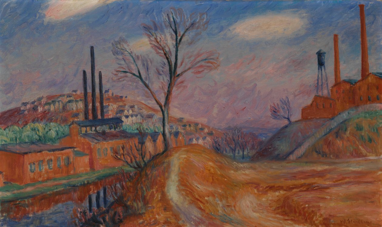 Landskab – Fabrikker af William James Glackens